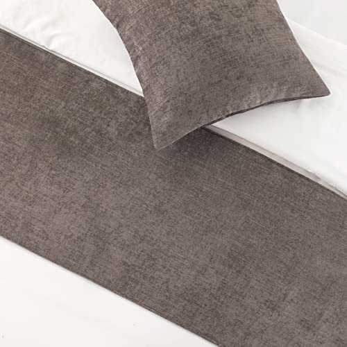 AMBERIS Bed Runner Grey, Chenille Soft No Fading Modern Bed Scarf (Pillowcases sold separately), 50 x 210 cm (for 1.5m bed) - Image 3
