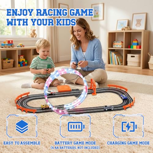 9.86ft 2-in-1 Slot Car Track Sets Toy - with 4 Cars, Battery or Electric Car Track Set with Dual Racing Game, Flash Circular Track, Lap Counter,Birthday Xmas Gifts Toys for Boys(S2-Raven) by DUONIZAY - Image 7