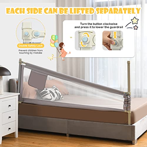 Image of GLACER Bed Rail for Toddlers, 77 inch Extra Long, Height Adjustable Baby Bed Rail Guard with One-Side Lifting Design, Double Safety Locks, Safety Bed Guardrail for Kids with Side Storage Pocket (Classic)