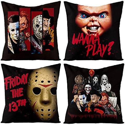 4 Fundas de Almohada de Personajes de Películas de Terror Cover