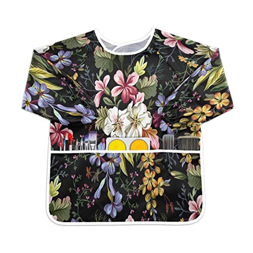 夏の美しい花幼児の子供のエプロン防水絵画アーティストのよだれかけのスモック、年齢1-6のための子供の芸術のスモック