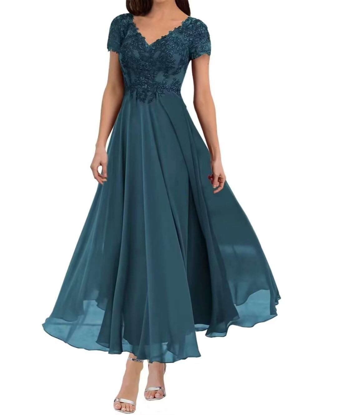 Kurface Women's Peacock1 Long Lace Applique Mother Of The Bride Dresses For Chiffon Wedding Guest Dress Formal Gown Uk18