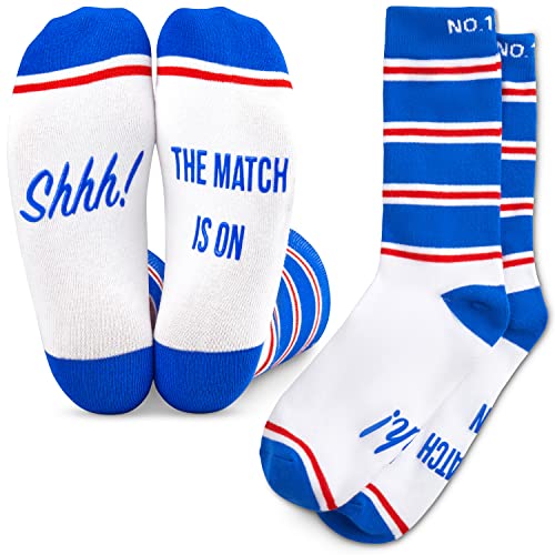 Football Fan Lounge Socks - Great Gift For Football Fans - Shhh! The Match Is On (Blue/White/Red)