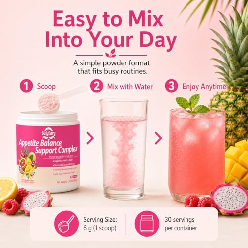 Image of Suiyilary GLP-1 Booster Supplement Powder, Yerba Mate, Natural 9 Plant Extracts, Activate GLP-1 Production, Digestive Gut Healthy for Women Men, Sugar-Free Tropical Fruit Flavor, 30 Servings