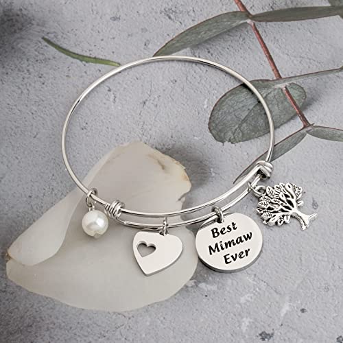 Image of LQRI Mimaw Gifts Best Mimaw Ever Bangle Bracelet Mawmaw Gift Grandma Birthday Gifts from Grandchildren Best Mamaw Ever Gift
