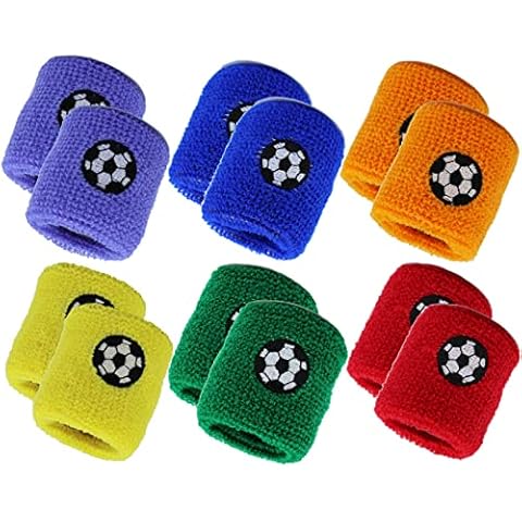 6 Pair Wrist Sweatbands Sports Wristbands, Stretchy & Sweat Absorbing Cotton Terry Cloth Wristband for Football Basketballn Tennis Cover