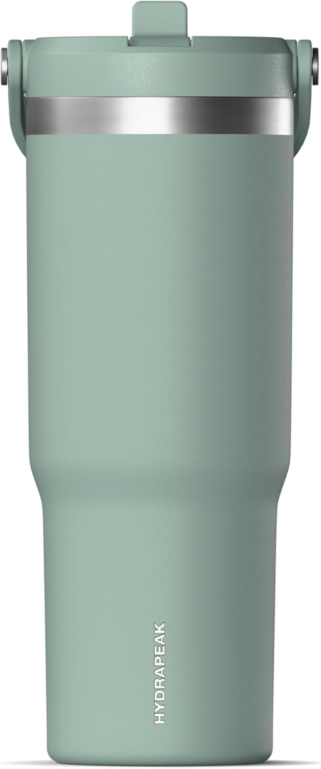 Hydrapeak Nomad 32 oz Tumbler with Handle and Straw Lid, Leakproof, Double Insulated, 32oz Cup Stainless Steel (Seafoam)