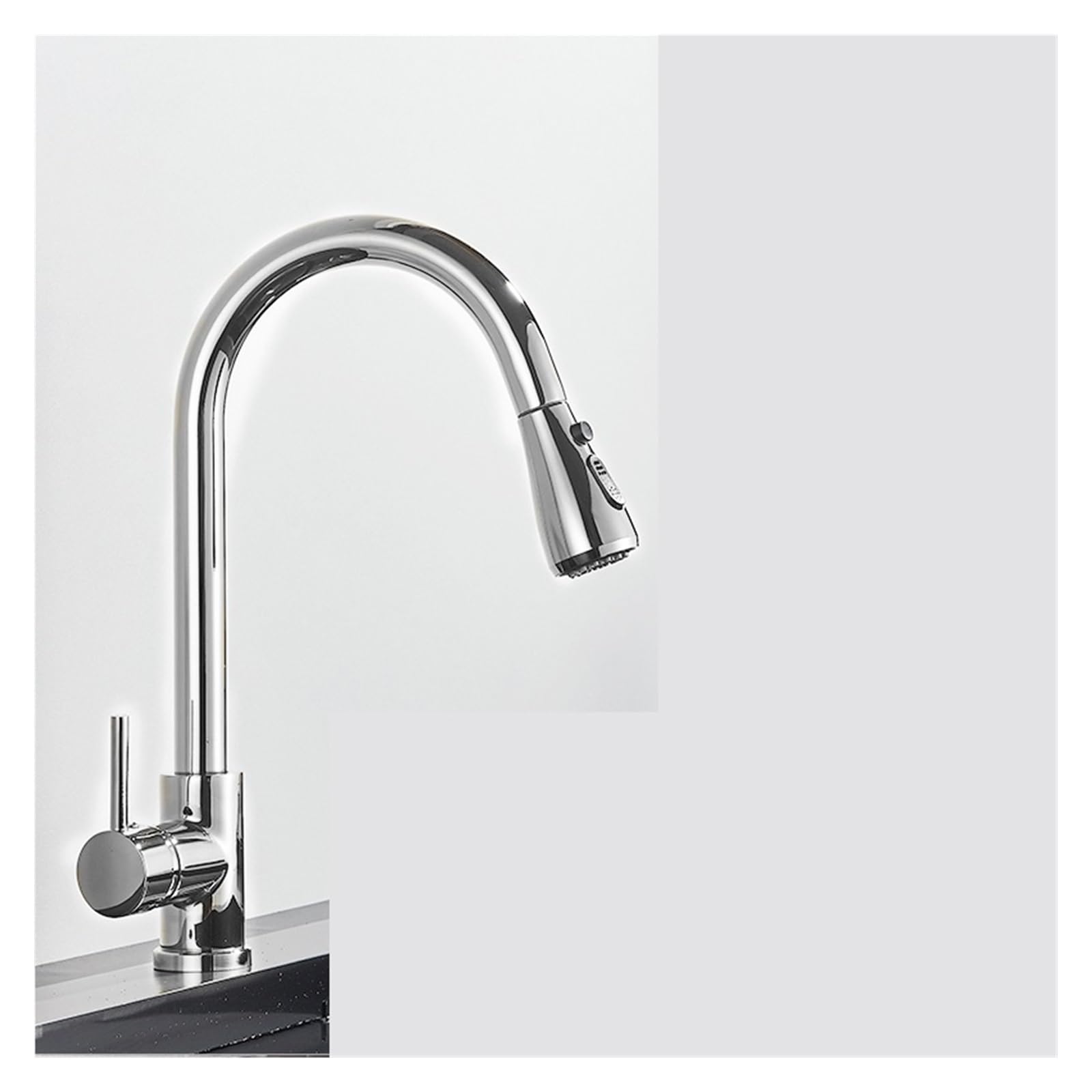 KKXXYQFC Black Pull Out Kitchen Sink Faucet Deck Mounted Stream Sprayer Mixer Tap Bathroom Hot Cold(Chrome B)