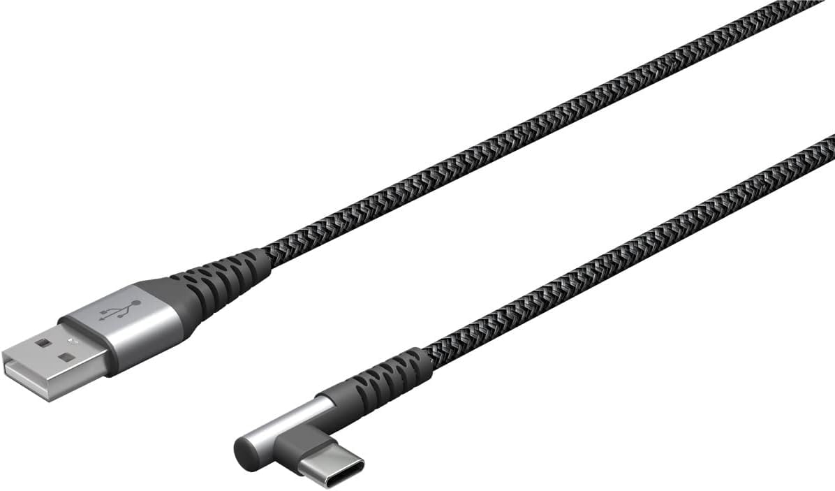 goobay 64655 - Cable USB-​A a USB-​C con ángulo de 90 grados/​cargador rápido con 60 W y 20 V, conector de metal con protección contra torceduras / 0,​5 m