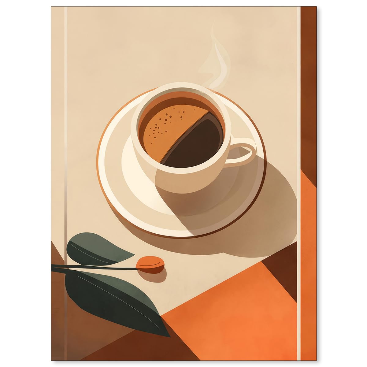 MWZUPQ70s Retro Espresso Coffee Wall Art Trendy Minimalist Terracotta Canvas Poster Vintage Aesthetic Prints for Kitchen Coffee Bar Bedroom Wall Decor 12x16 inch Unframed