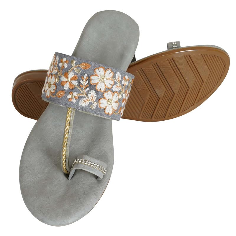 dfr Flipflops for Women Daily Use Ethnic Embroidered Girls Slippers flip flop chappals-picture-17