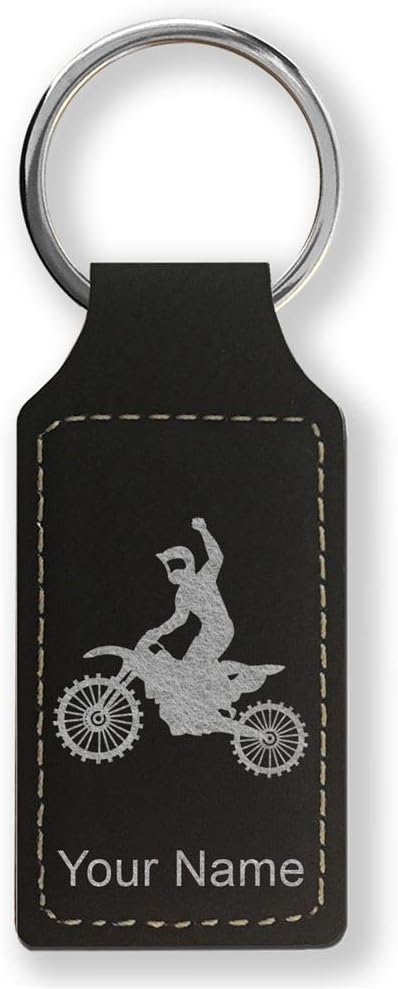 Rectangle Keychain, Motocross, Personalized Engraving Included