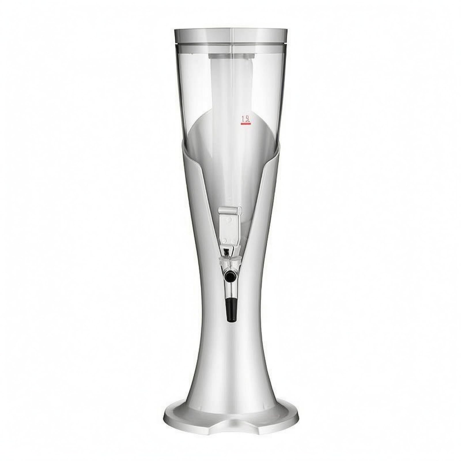Biersäule Bier Zapfsäule Getränkespender Ausschankturm Zapfgerät mit Kühlröhre Und LED Licht Dicker für Geburtstagsfeier Vereinsheim Lounge Selbstbedienung, Silber, Silber