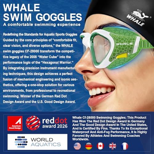 Image of Whale Swim Goggles, HD Anti-Fog Goggles, Unisex | 100% UV Protection | Anti-Fog Design Clear Wide-Angle Underwater View
