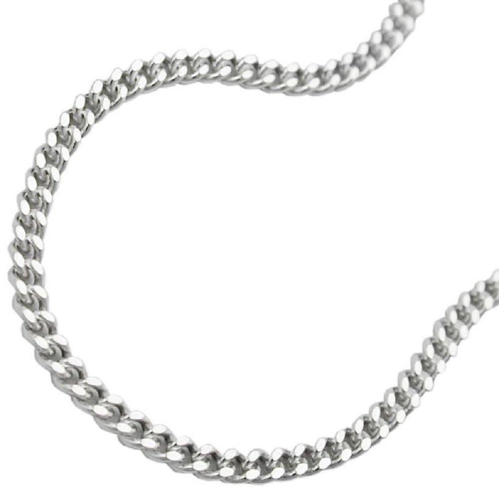 Cadena de collar de cadena Curb 925 plata 2 x diamante cortado collar colgante longitud de la cadena de 50 cm de ancho 2 mm