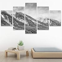 SIGNWIN 5 Panel Canvas Wall Art Monochromatic Mountains for Home Decorations Ready to Hang - 60