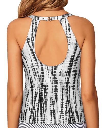 Image of Tempt Me High Neck Tankini Top Backless Bathing Suit for Women Key Hole Swimsuit Swim Top Only