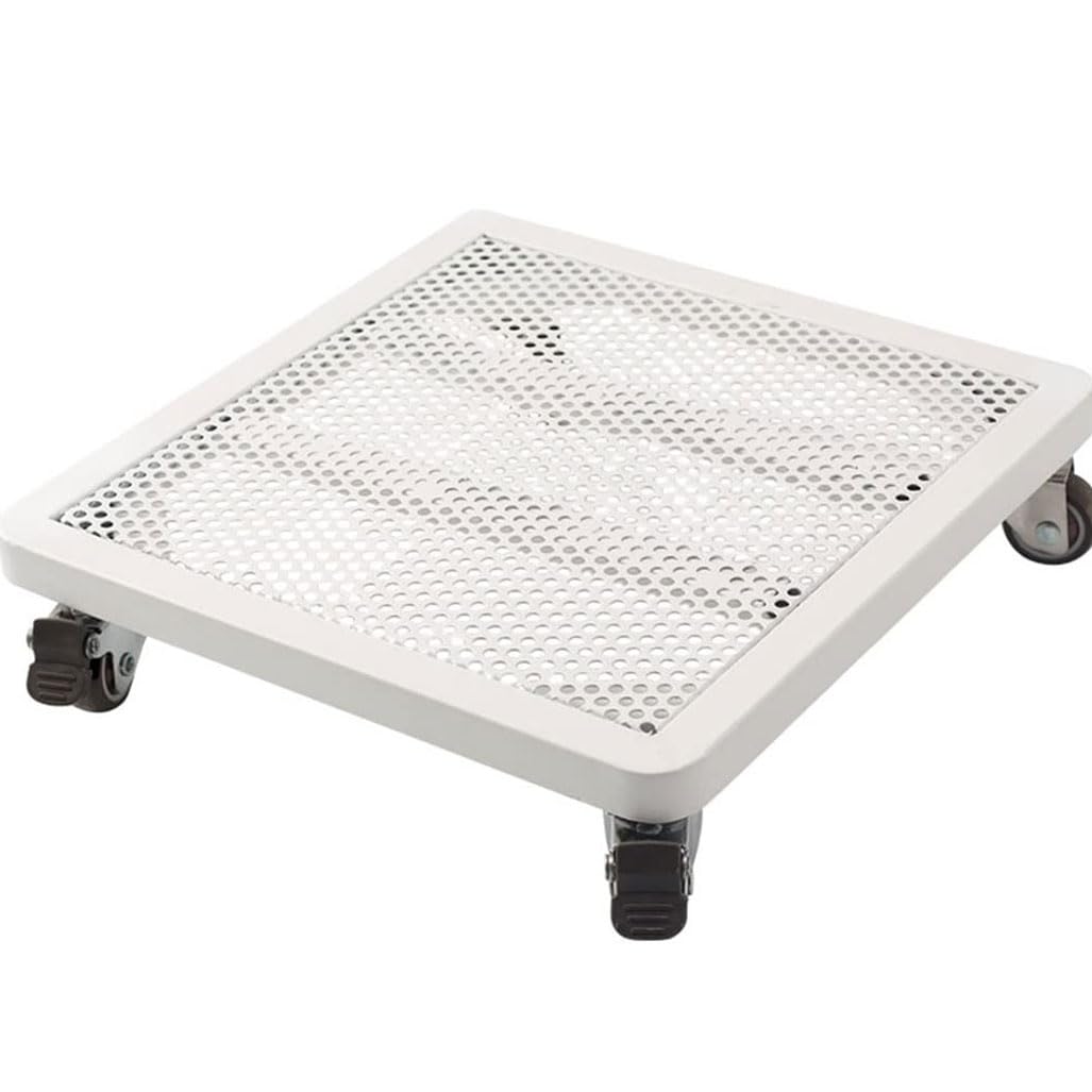 YYLMKMFC-AE Heavy Duty Rolling Plant Stand Outdoor With Lock Wheels, 330lb Capacity Square Metal Planter Caddy With Casters Roller Base(White1Pcs,12inch)