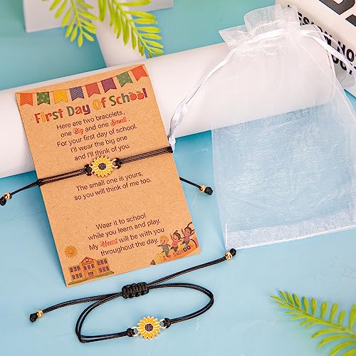 Image of EOBOH First Day of School Bracelet Mommy and Me, Prek Matching Wish Bracelets Set, Adjustable Bracelet for Boys Girls Gifts Stuff Bulk