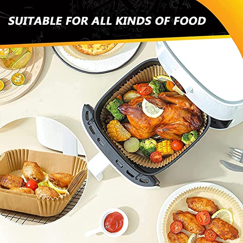 Air Fryer Disposable Paper Liners Square, 7.9 Inch Air Fryer Parchment Paper Liner 100 Pcs, Non-Stick Air Fryer Paper Pads Oil Resistant, Food Grade Baking Paper For Roasting Microwave #TOP6