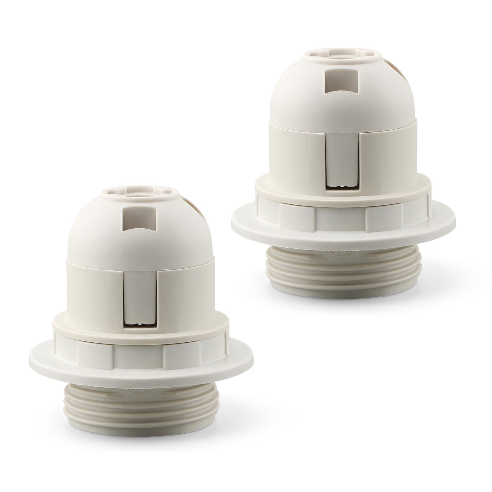 Tharvolex 2 Pack E27 Lamp Holder, Screw Light Bulb Socket, Heat Resistant Thermoplastic Light Fitting, Replacement Lamp Socket for Pendant Lights, Table Lamps, Ceiling Lights & DIY Lighting