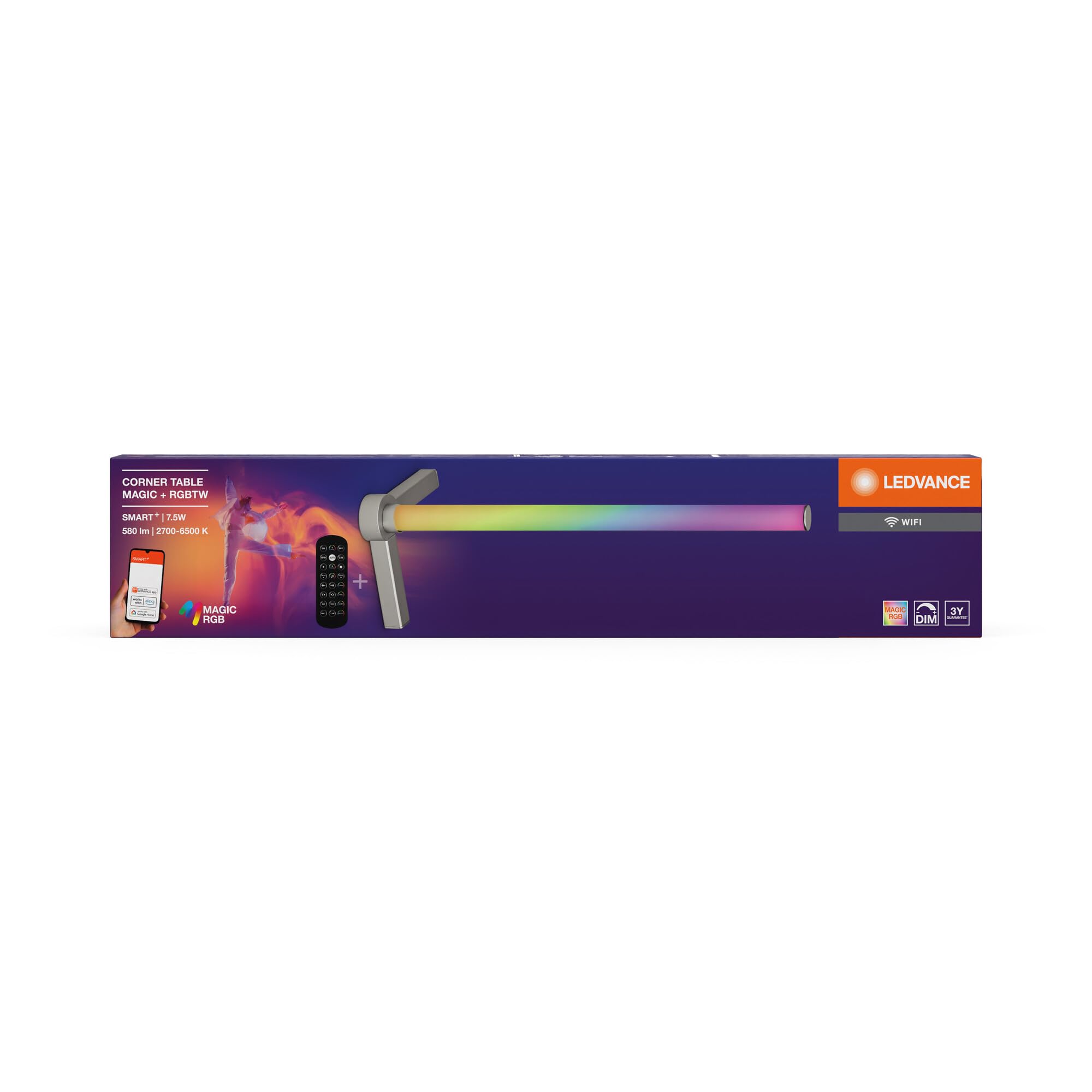 LEDVANCE SMART lámpara de sobremesa inteligente y moderna para iluminación indirecta con tecnología WiFi; Magic RGB; regulable; plata; aluminio; bombilla no sustituible