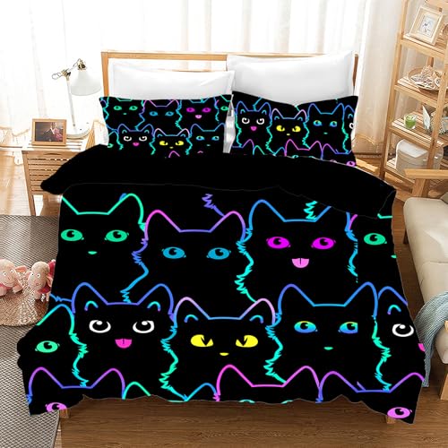 Ropa de cama de gatos para dormitorio juvenil con funda nórdica 135x200 2