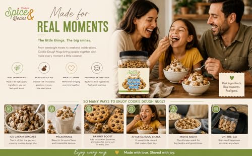 Image of Cookie Dough Nugz 2.5 lb | Edible Chocolate Chip Cookie Dough Pieces | Ready-to-Eat Snack, Ice Cream Topping & Dessert Inclusion | Bulk Resealable Container Made in USA | Dasher's Spice & Beans