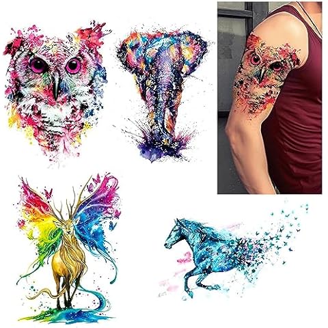 Glaryyears Watercolor Animal Temporary Tattoos Pack Cover