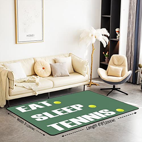 Loussiesd Tennis Rugs for Living Room Bedroom Kids Sports Theme Living Room Rugs for Bedroom 3D Ball Pattern Carpet Girls Boys Polyester Floor Mat 100 * 150cm - Image 2