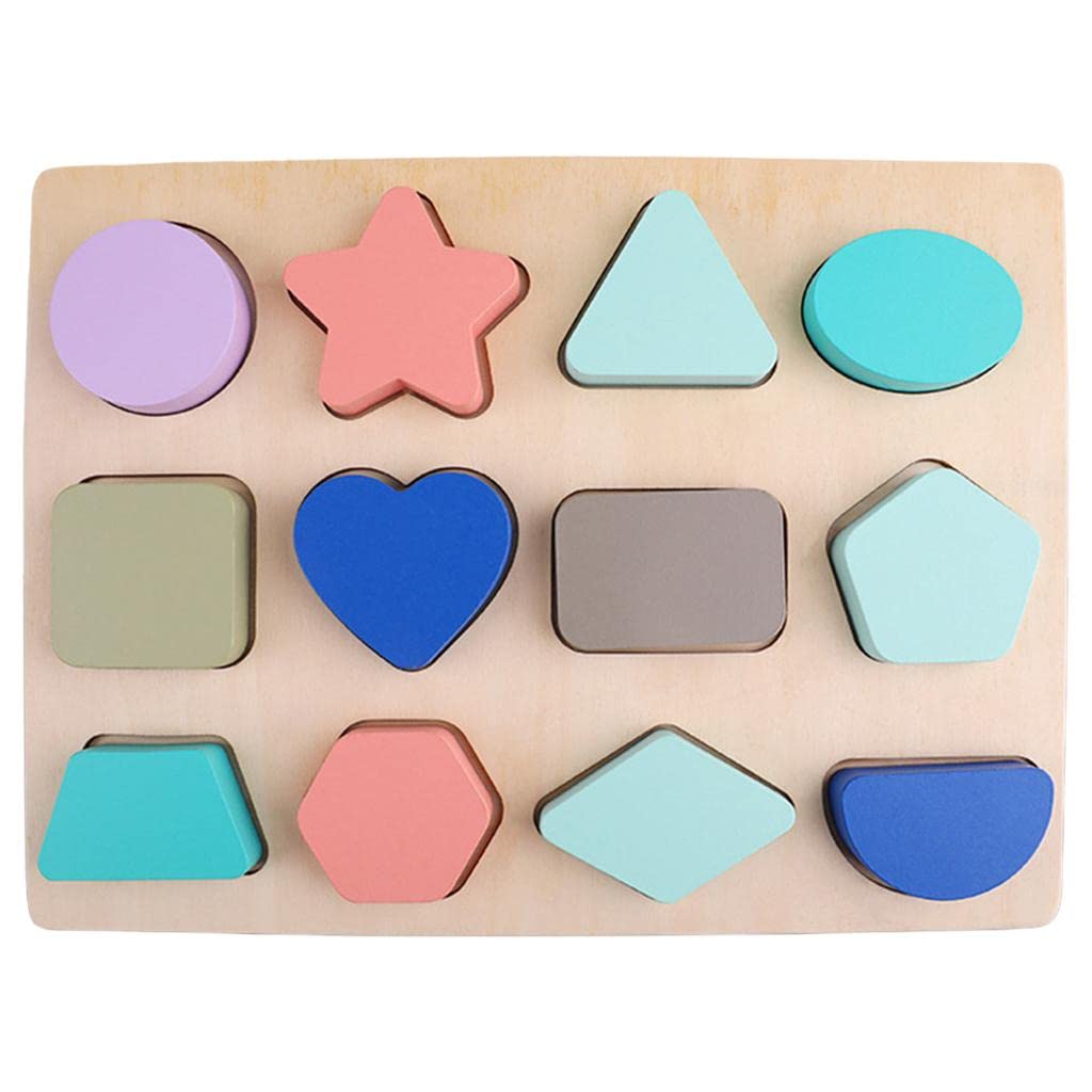 Puzzle Juego Educativo Tablero de Madera Bloques Apilables para Desarrollo Niños Bebés Motricidad Fina Coordinación Mano Ojo Apre, Shape