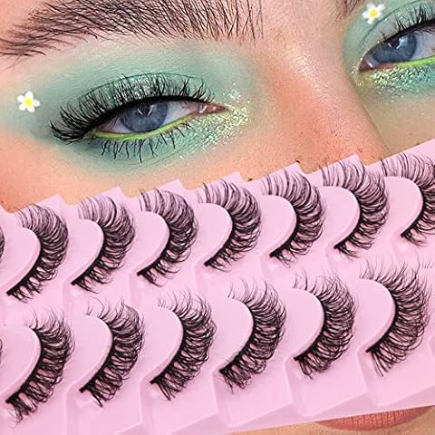 Mavphnee False Lashes Short Cat Eye Fake Eyelashes D Curl Wispy Crisscross Pestañas Natural Look Faux Mink Lashes 8 Pairs Pack Cover