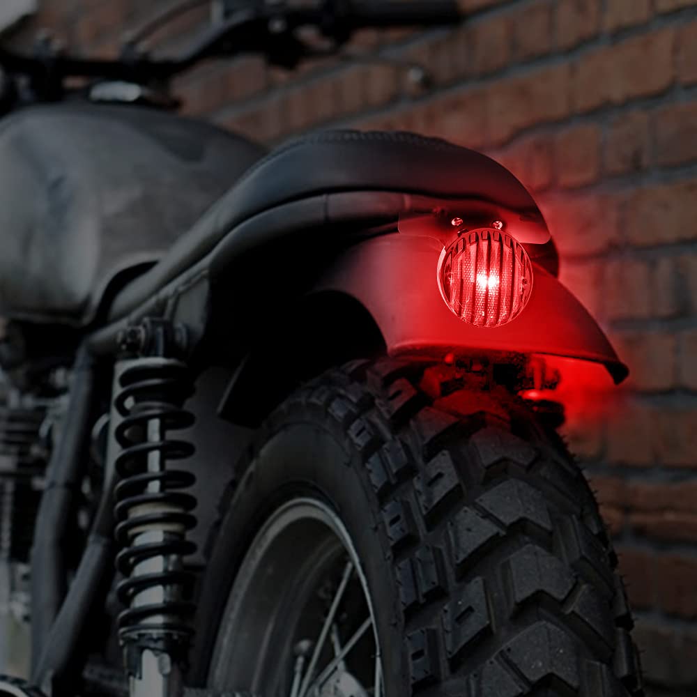Fanale Posteriore Moto Rotondo Nero, Fanale Posteriore Universale Moto Luce Targa Luce Stop con Staffa 12V