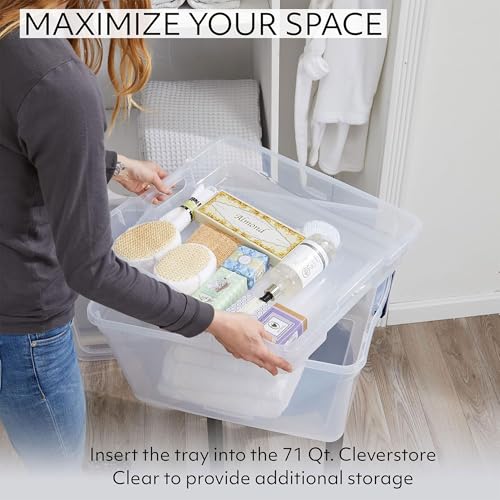 Rubbermaid Cleverstore 74 Qt Clear Storage Bins with Lids and Nesting Tray, 4-Pack, Stackable, BPA-Free, Made in USA - Image 4