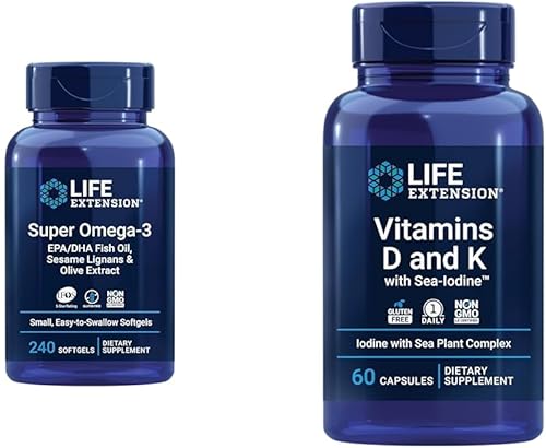 Life Extension Super Omega-3 EPADHA Aceite de Pescado y Vitaminas D y K con Yodo de Mar