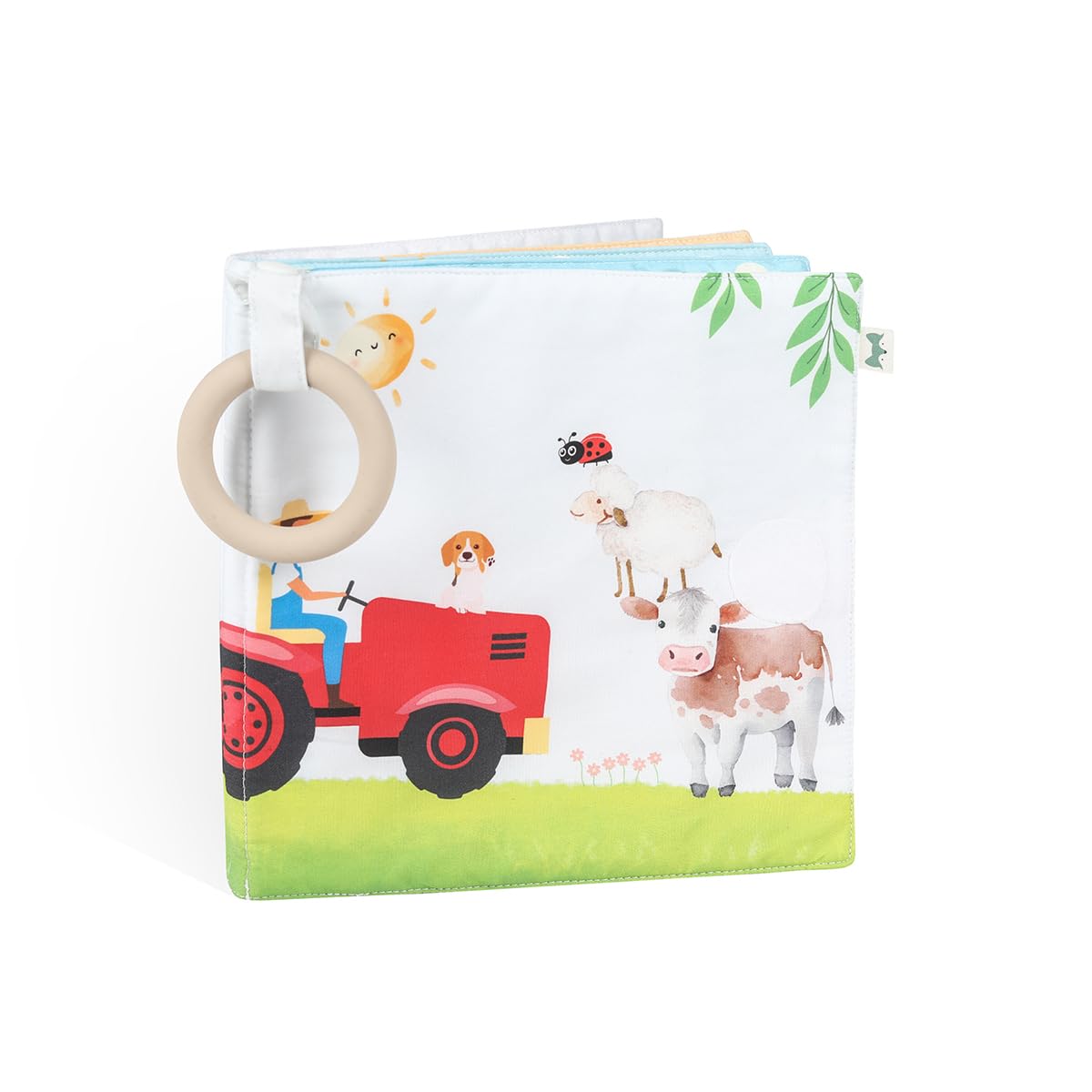 Petinard Label Fotoalbum Baby Fotobuch aus Bio-Baumwolle Bauernhof I mit Beißring und Anhänger als Erinnerungsbuch I kinder Baby ab 0 Monaten I Geschenke zur Geburt und zur Eingewöhnung