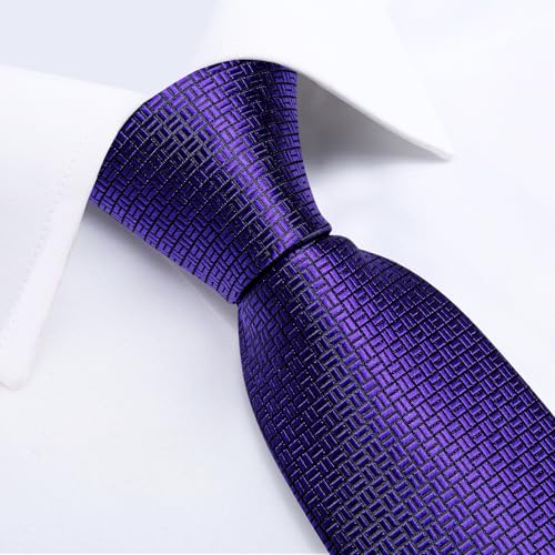 Image of DiBanGu Mens Solid Color Tie and Pocket Square Set Woven Silk Plain Necktie & Handkerchief for Men Wedding Party Formal