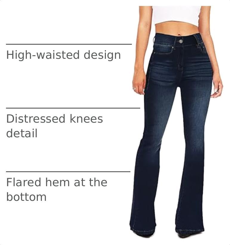 Image of Flare Jeans for Women Women's Bootcut Bell Bottom Jeans High Waisted Stretch Slimming Pants
