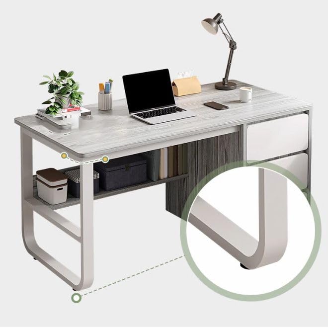 Moderna scrivania per computer in legno bianco, elegante tavolo da studio salvaspazio per casa e ufficio, postazione di lavoro compatta (120,7 x 50,8 x 73,7 cm (lunghezza x larghezza x altezza