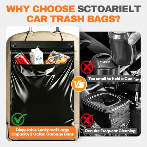 Image of 40 Count Hanging Car Trash Bags, Disposable Leak-proof Garbage Can for Car