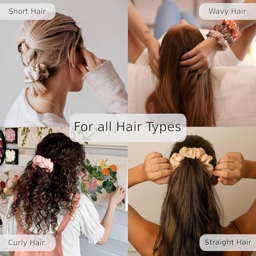 Image of Elina 12 Pcs Premium Satin Silk Scrunchies Full Length for Less Hair fall Rubber Band Anti-breakage Hair Ties for Girls Best Gift For Mom, Sister And Girlfriend (12 Pcs Mix Colors)