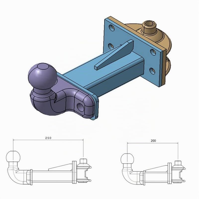XIMPLIO Universel rallonge d'attelage pour Porte-vélos pour Chaque Type d'attelage (200 mm, Inclinable)