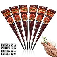 ElevaPulse 6x Henna Braun Sommersprossen Kegel mit 20 Tattoo Schablonen - Natürliche Henna Farbe für Körperkunst und Temporäre Sommersprossen