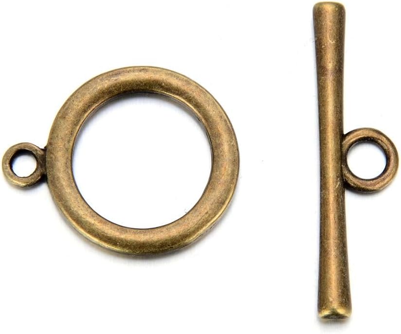 Adabele 20 Sets Smooth Round Toggle Clasp 20.8mm (0.82 Inch) Large T-Bar Closure Tarnish Resistant Antique Bronze for Necklace Bracelet Craft Jewelry Making MC-AF54