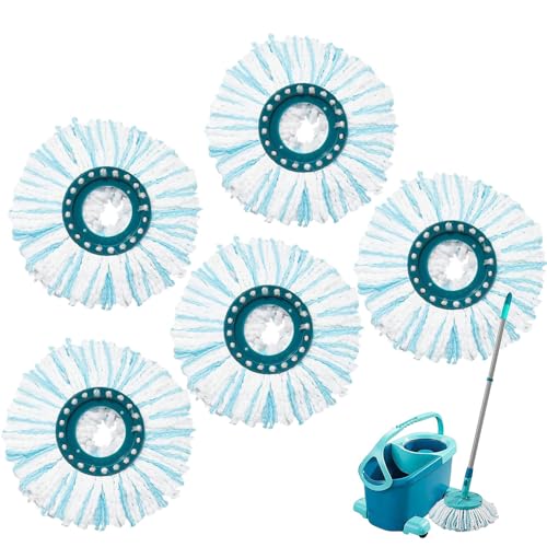 5er Pack Ersatz-Wischbezüge für Leifheit Clean Twist Disc Mop Ergo/Clean Twist Disc Mop - 2-Faser-System für alle Bodenarten