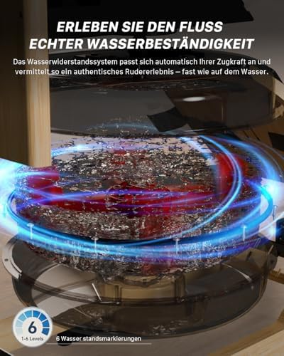 Bild 1 - Rudergerät für Zuhause, Aeriflo Hochwertiges Faltbares Wasser Rudergerät aus Massivholz, mit Professionellem Bluetooth-Monitor mit Tablet-Halter & Komfortabler Sitz