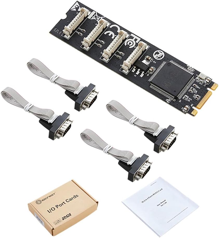 4 Port RS-232 DB9 Serial M.2 B+M Key Controller Card SY-PEX15072 (PCIe x1, Linux Compatible)
