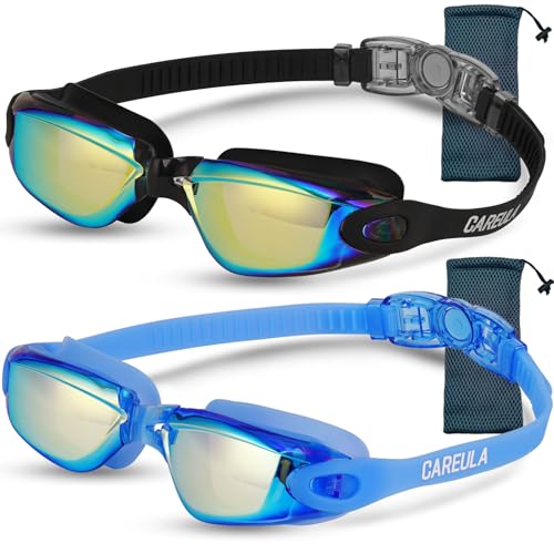 Careula Kids Swim Goggles, 2 Pack Swimming Goggles for Kids Anti-Fog UV Protection Goggles Child...