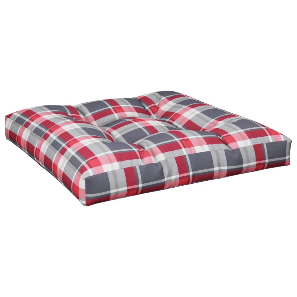 Coussin de Palette Motif à Carreaux Rouge Tissu Épais 12 cm Haute Densité