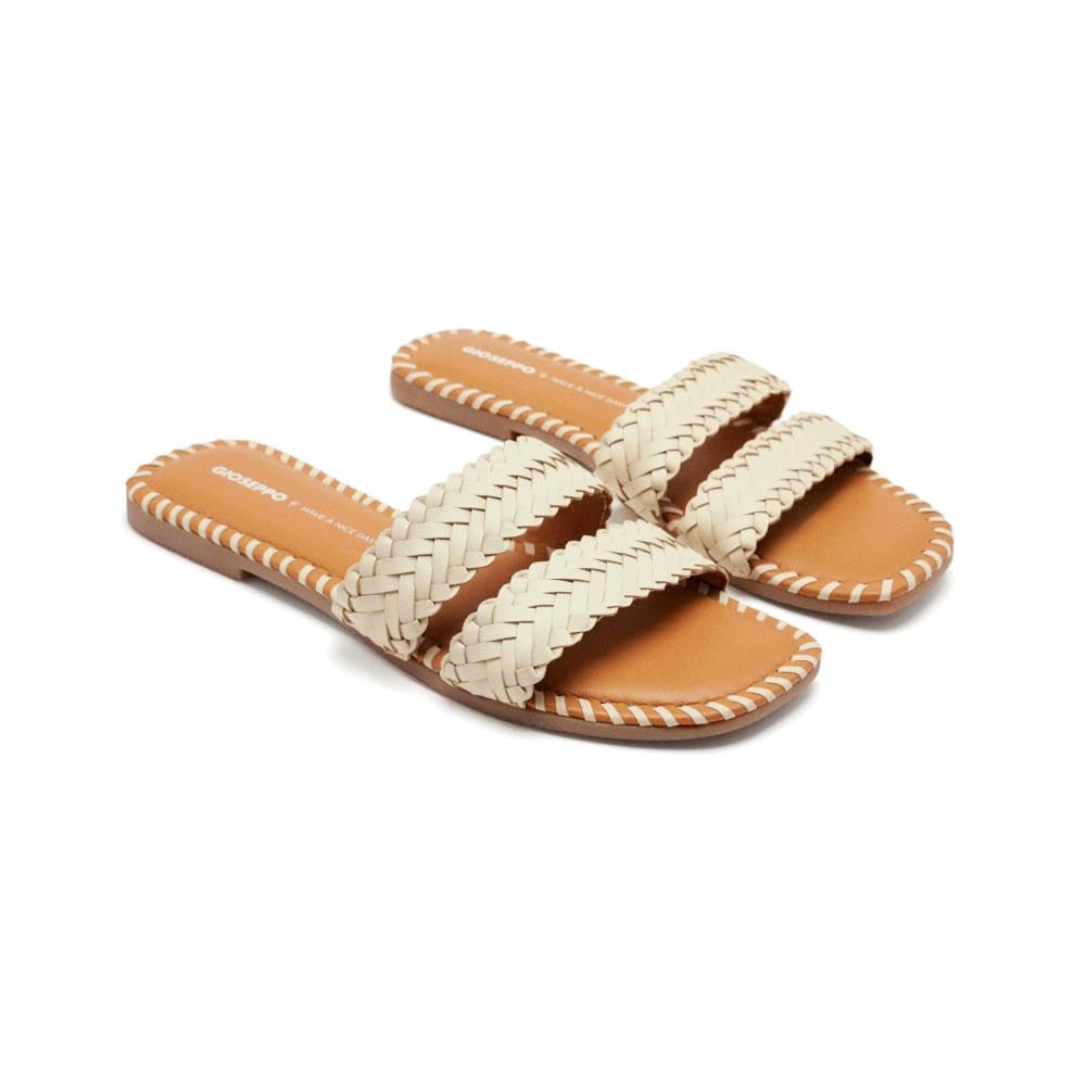 GIOSEPPO PERHAM Braided Leather Sandals, ivory white, 8 UK